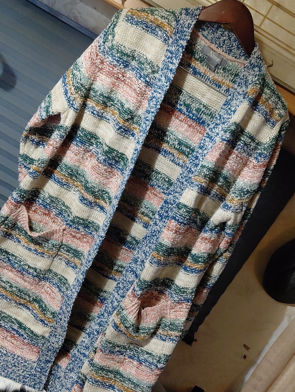 Natural Reflections Multicolor Striped Open-Front Cardigan